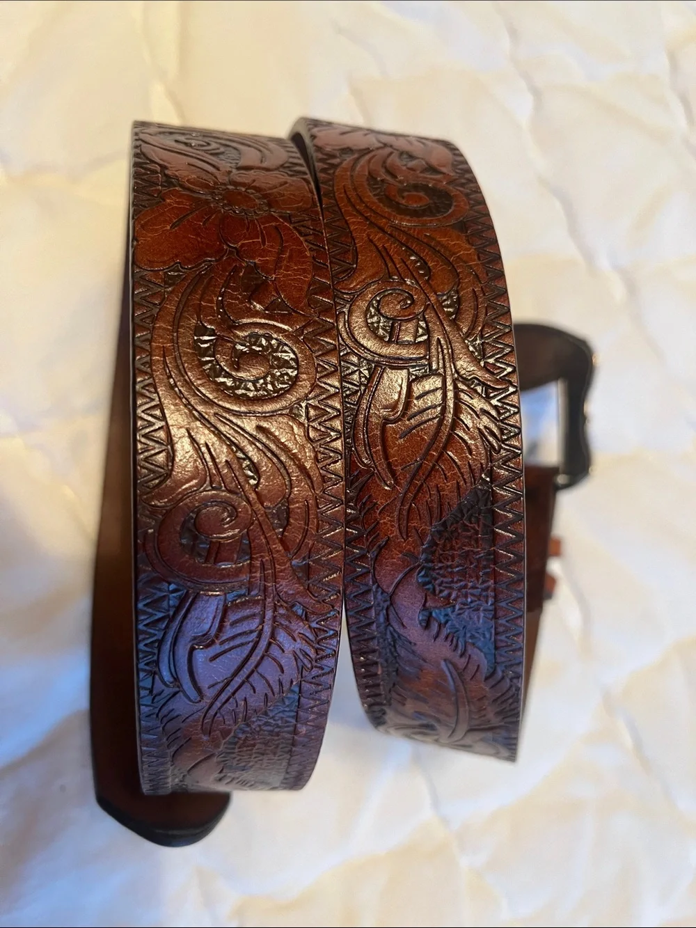 HOOEY leather tooled belt XL